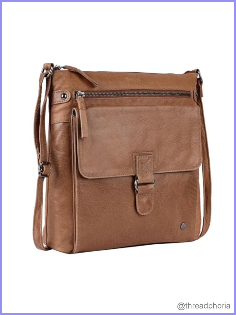 Genuine Leather Large Crossbody Bag Triple Zip Sling Shoulder Purse Women